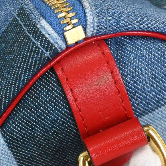 Louis Vuitton Speedy Bandouliere Bag Damier And Monogram Patchwork Denim Blue - Picture 9 of 10